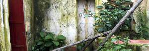 A home in the rural area of Municipality San Carlos Antioquia abandoned by persons displaced by violence, with graffiti of a woman’s body left by armed groups.